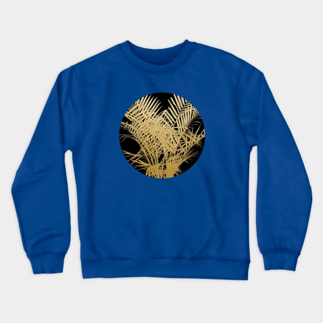 Golden Palm on Black Crewneck Sweatshirt by Vin Zzep